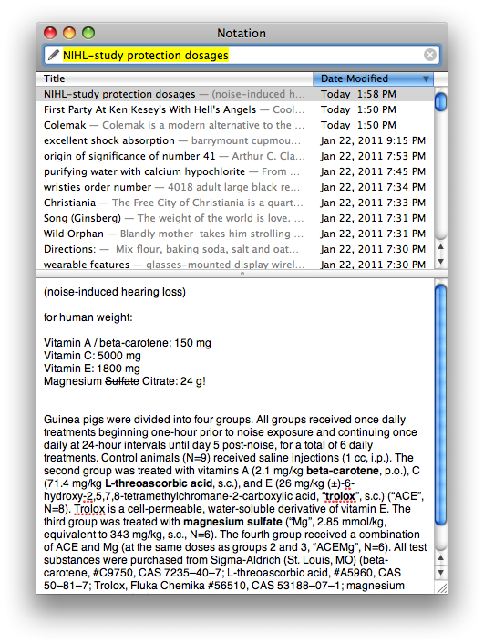Notational Velocity