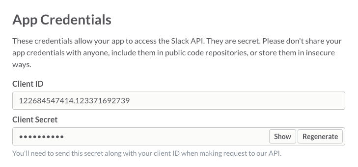 Slack App Credentials
