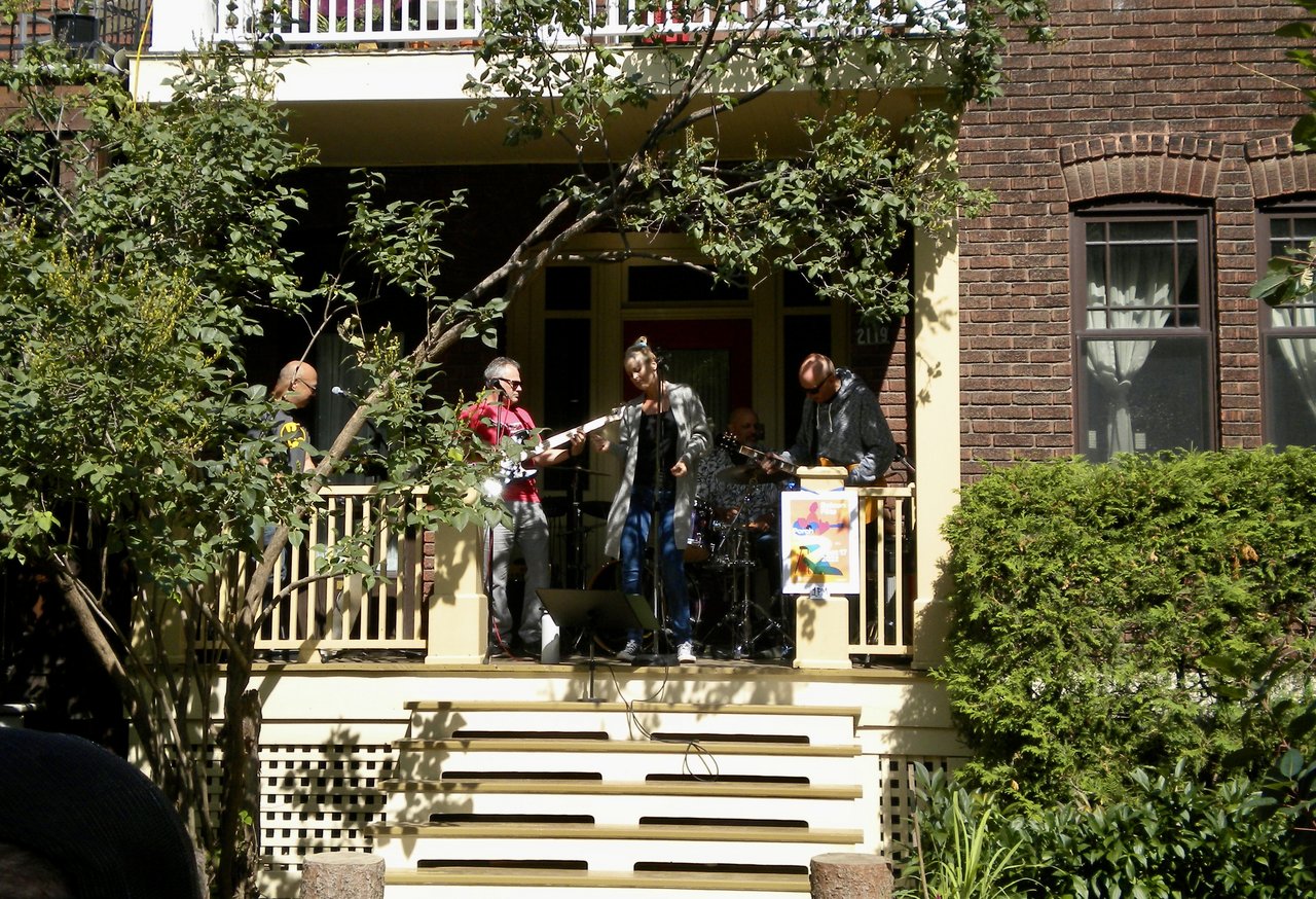 Band playing on porch